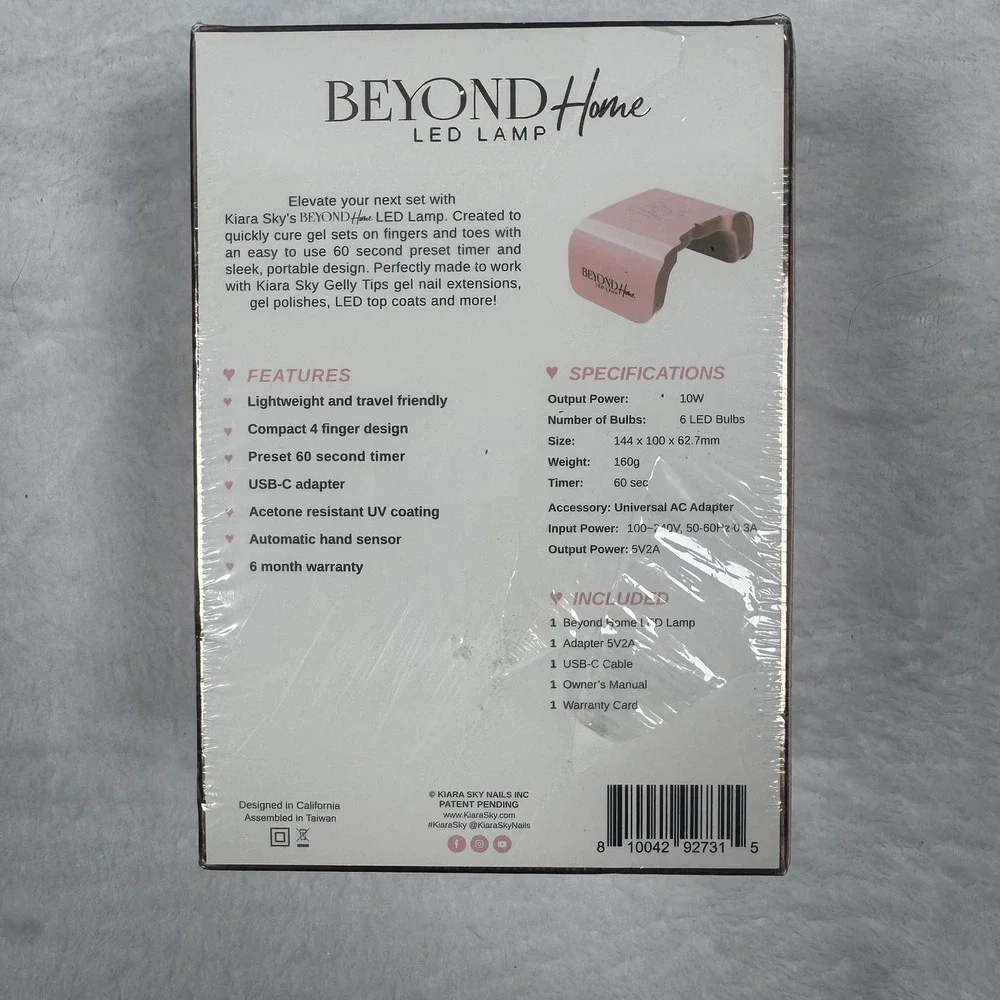 Kiara Sky Beyond Home LED Lamp Pink Nail Dryer Quick Dry USB-C 10W NEW